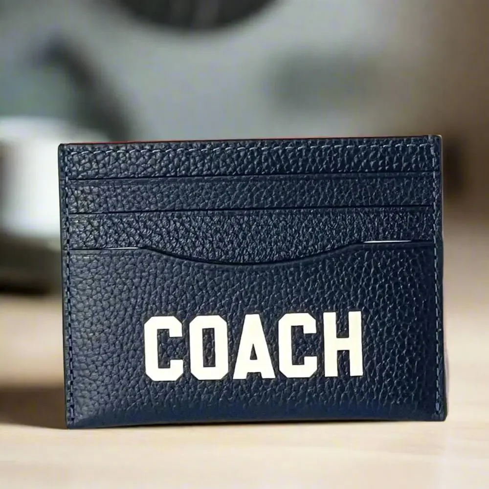 Coach CP275 Dark Navy Pebbled Leather Slim Card Case